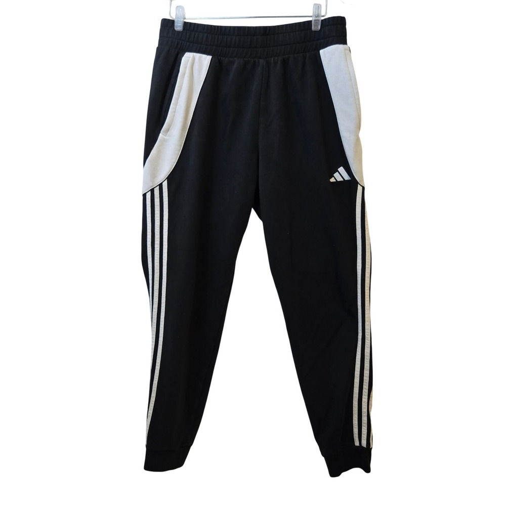 Adidas Mens Three Stripe Jogger Sweatpants Cotton Blend Sporty Black Size M